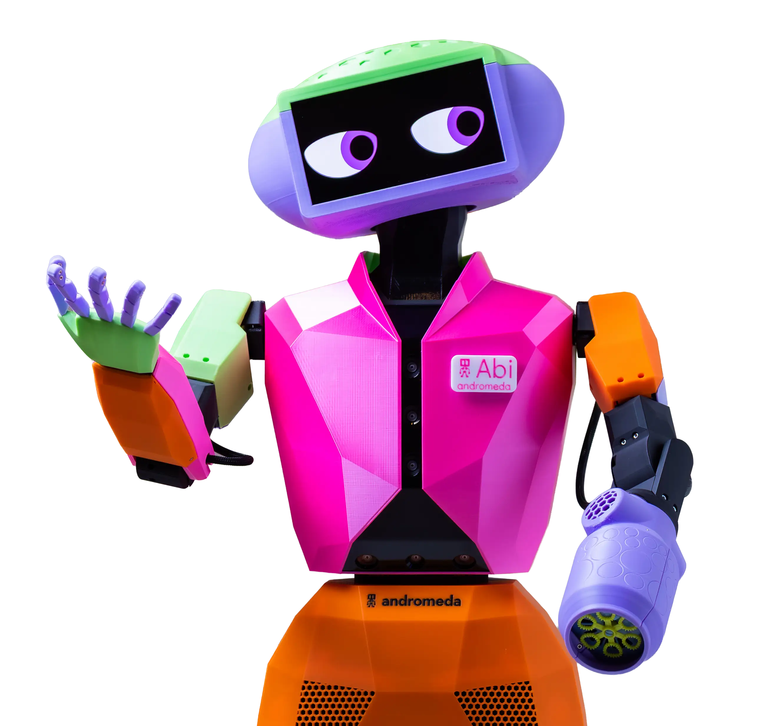 Abi, Andromeda's companion robot, waving hello