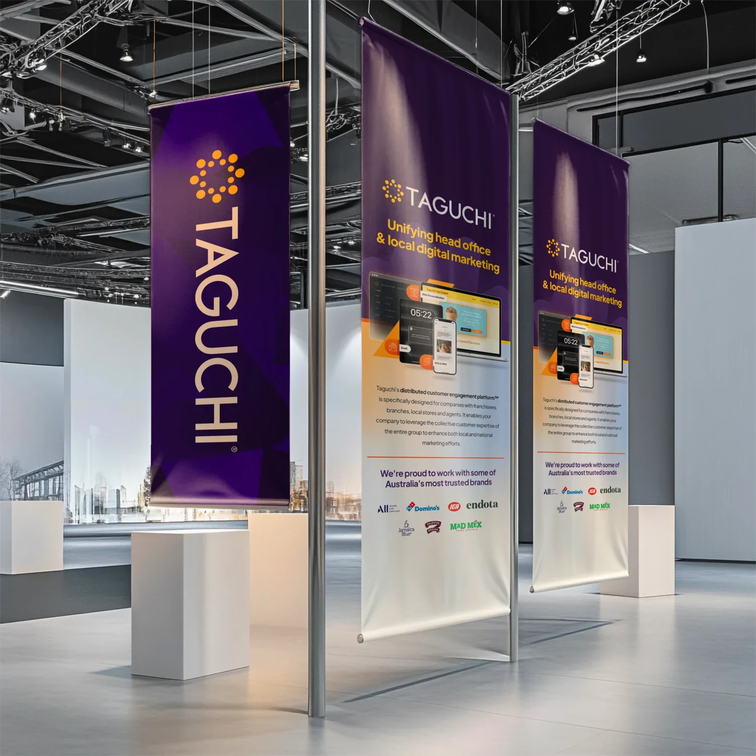 Out in the world — banners and stages, image 1 of 3