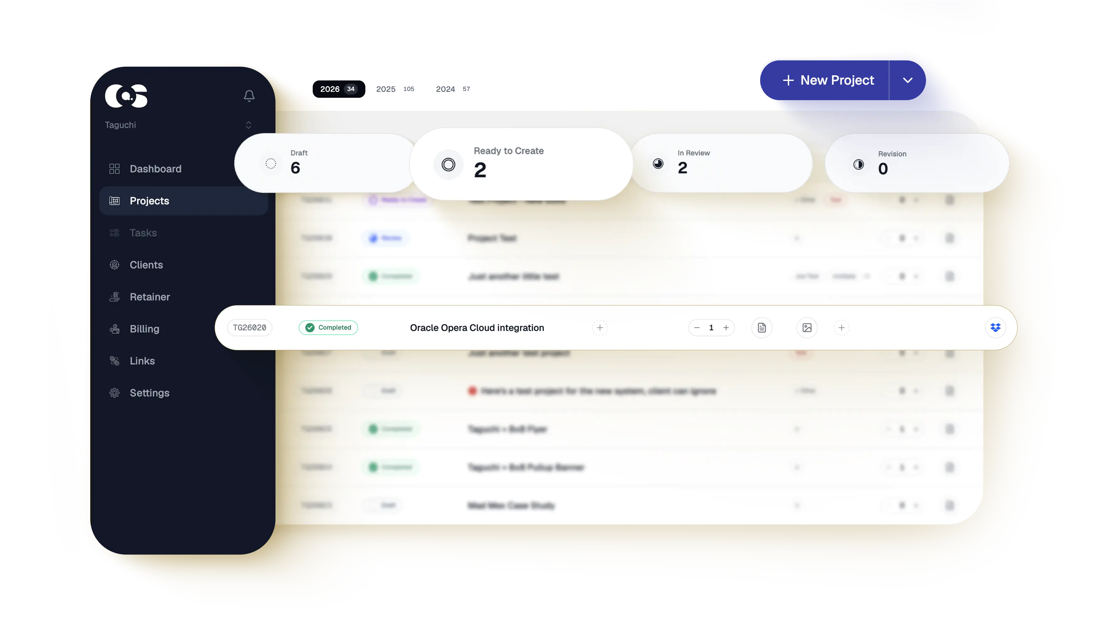 A Qualls Creative Ops dashboard listing creative jobs with statuses, dates and short review notes